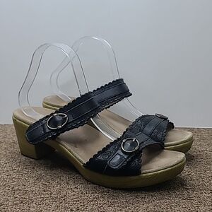 Alegria Bob Black Leather Strappy Healed Sandals sz 41